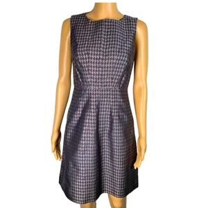 Banana Republic Houndstooth Silk Silver Black Sheath Mini Dress Women’s Size 0